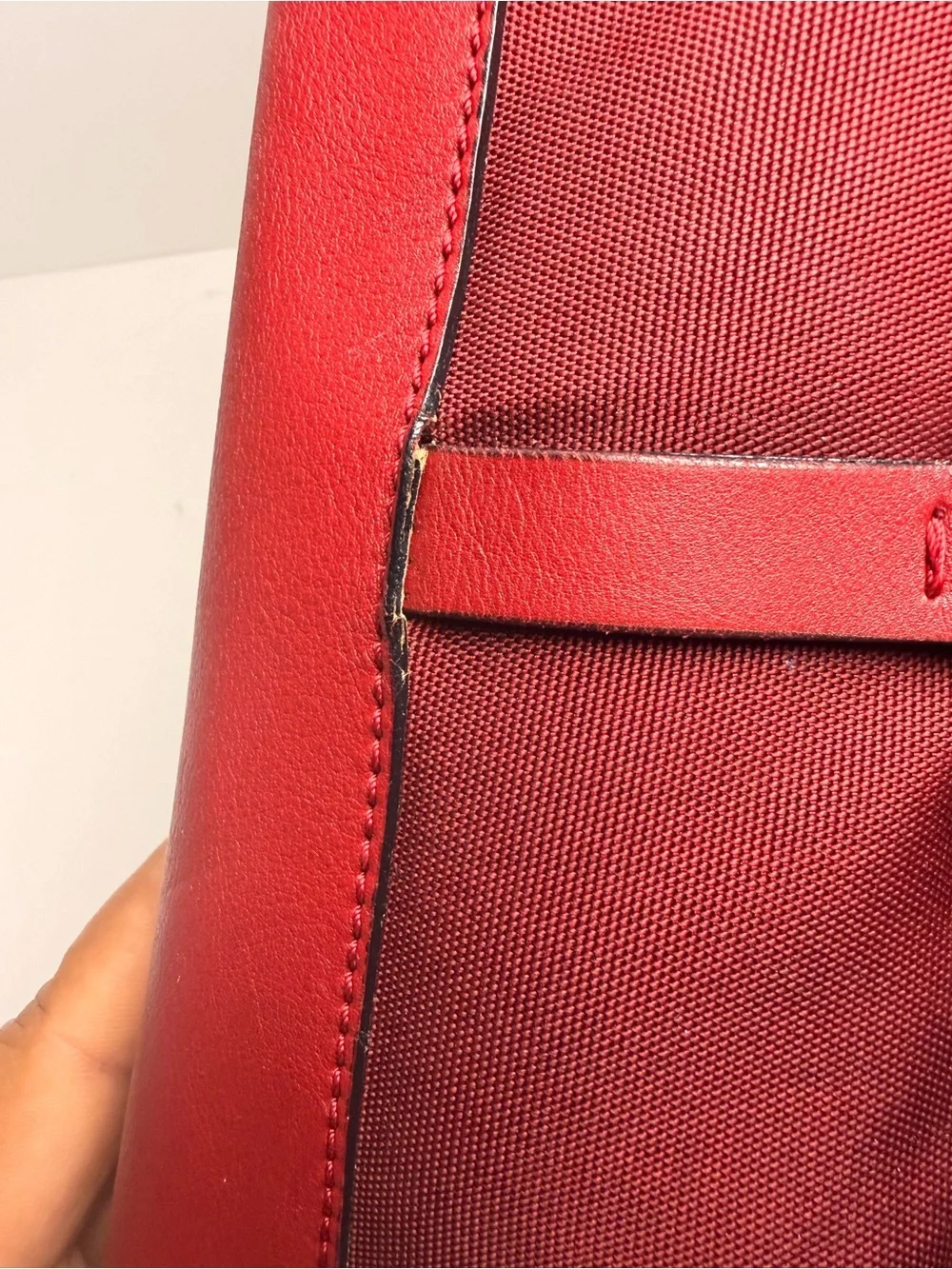 Women Red Leather purseBag with Silver Hardware